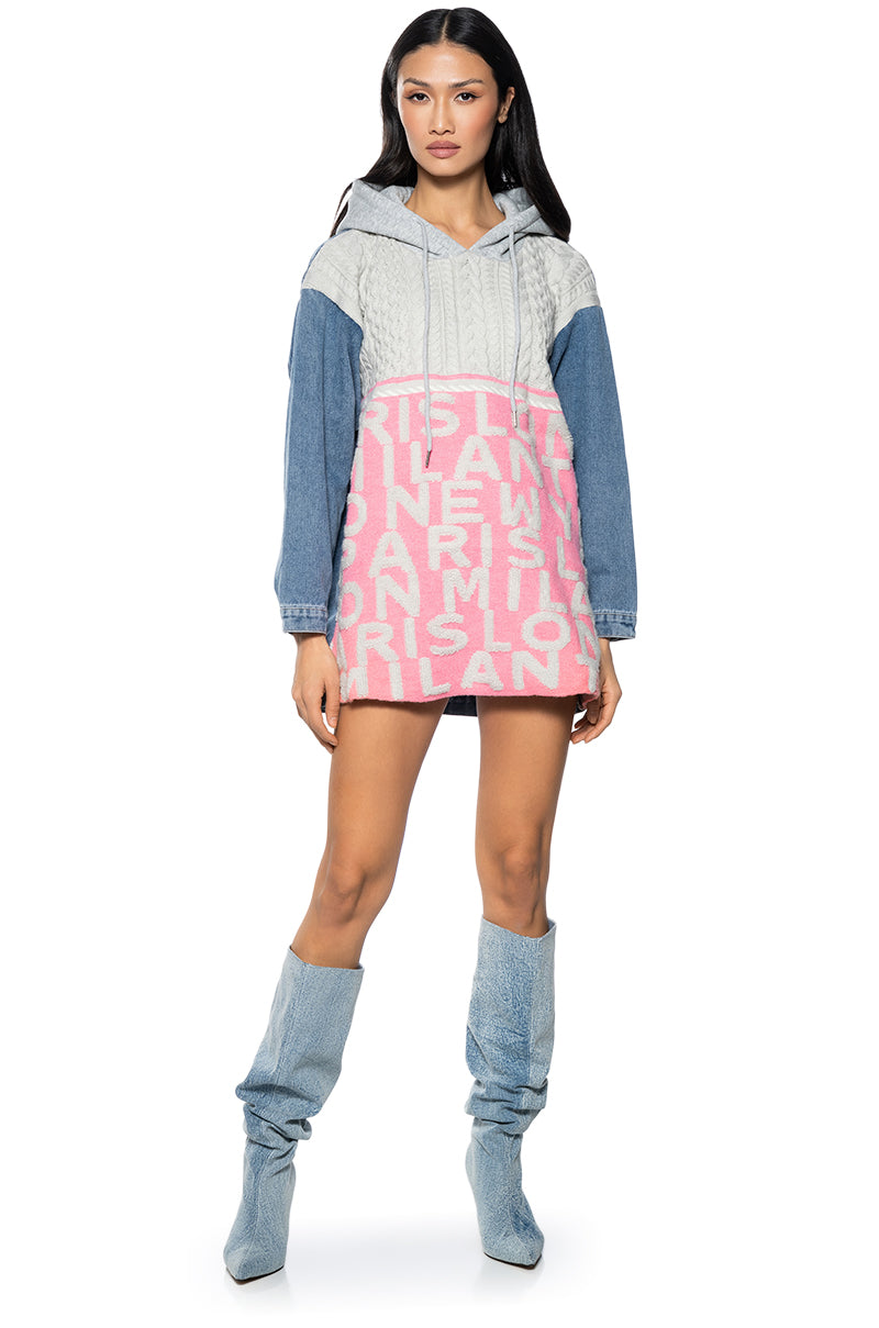 SAY MY NAME HOODED MINI DRESS