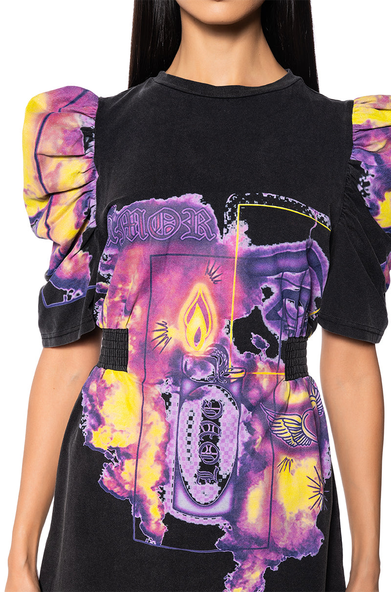 MI AMOR ABSTRACT PRINT TSHIRT DRESS