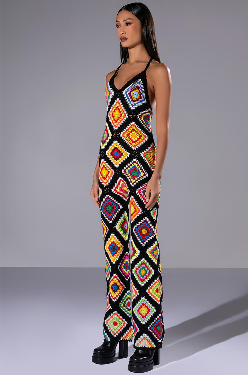 THE WAY YOU GROOVE CROCHET HALTER JUMPSUIT