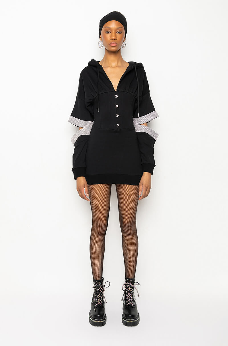 NO ONE LIKE YOU SWEATSHIRT DRESS WITH ATTACHED CORSET