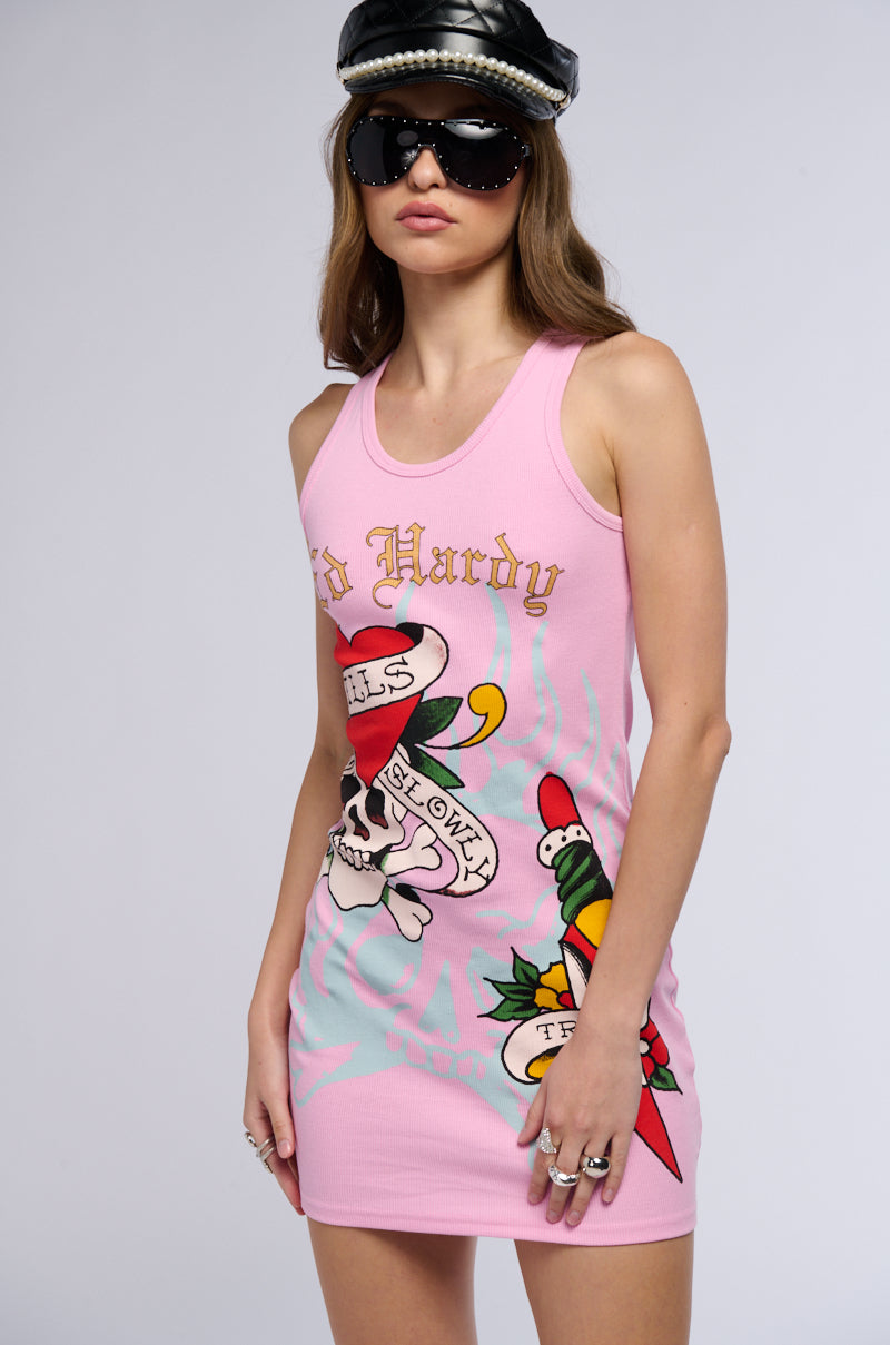 ED HARDY RETRO FLASH RIB TANK DRESS