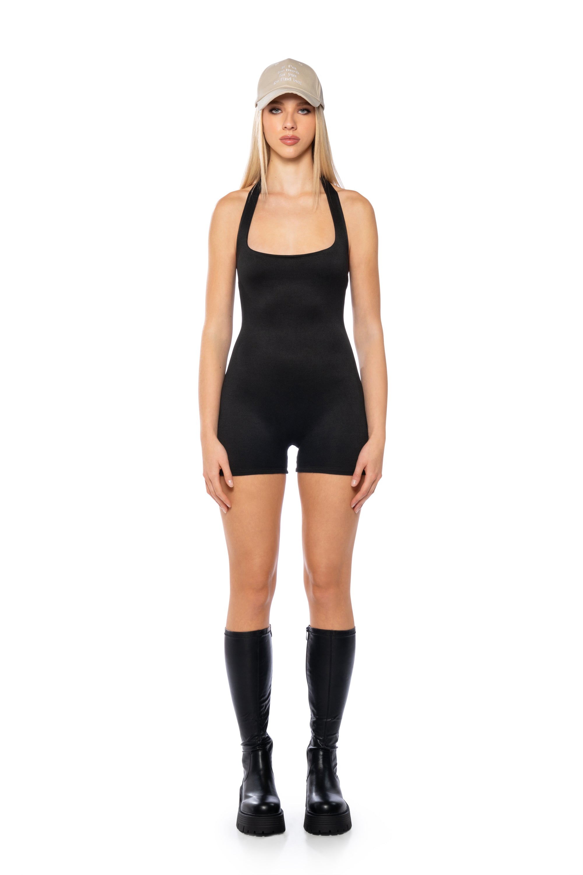 PLAY IT OUT HALTER ROMPER