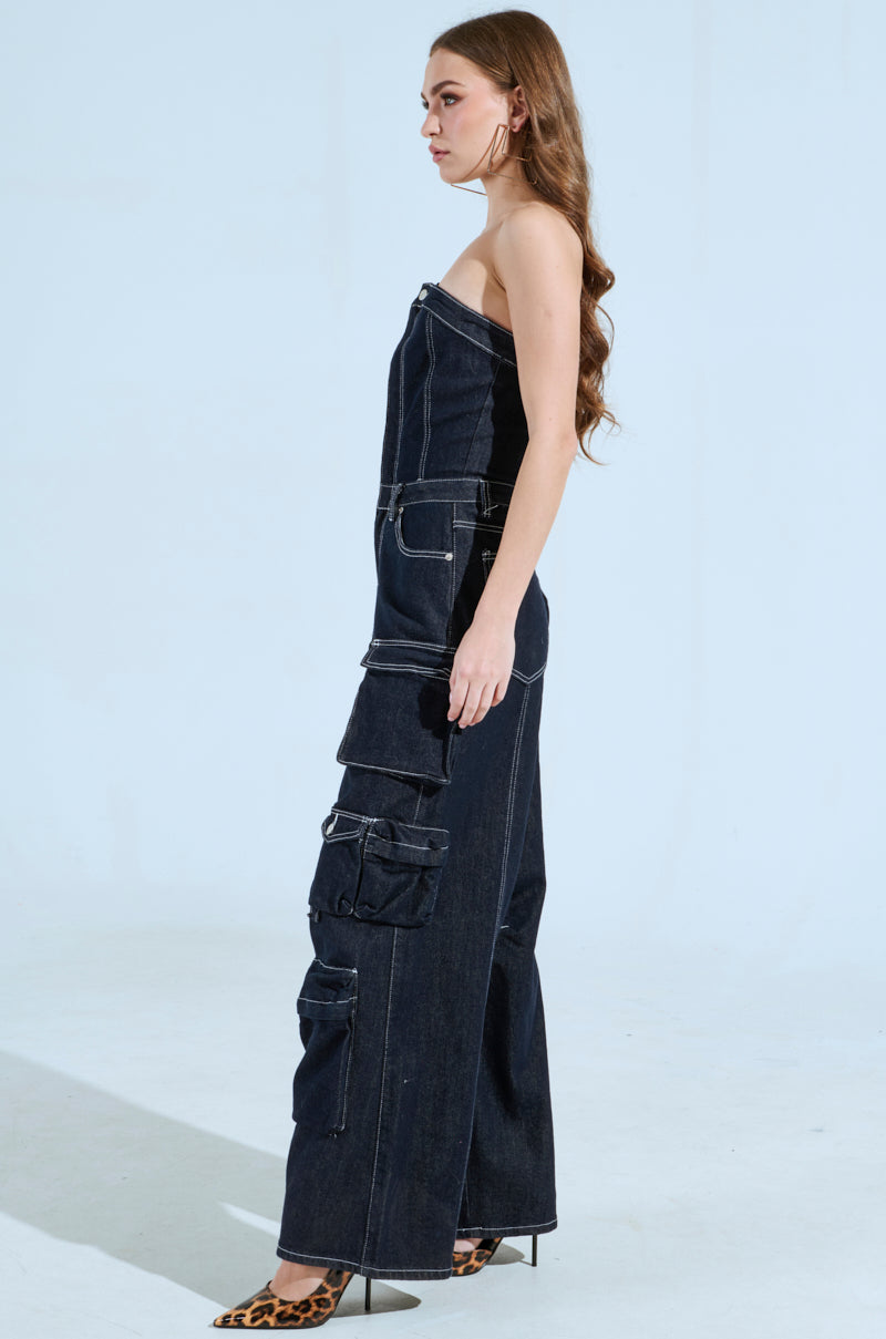 CAUGHT YOUR EYE DENIM JUMPSUIT