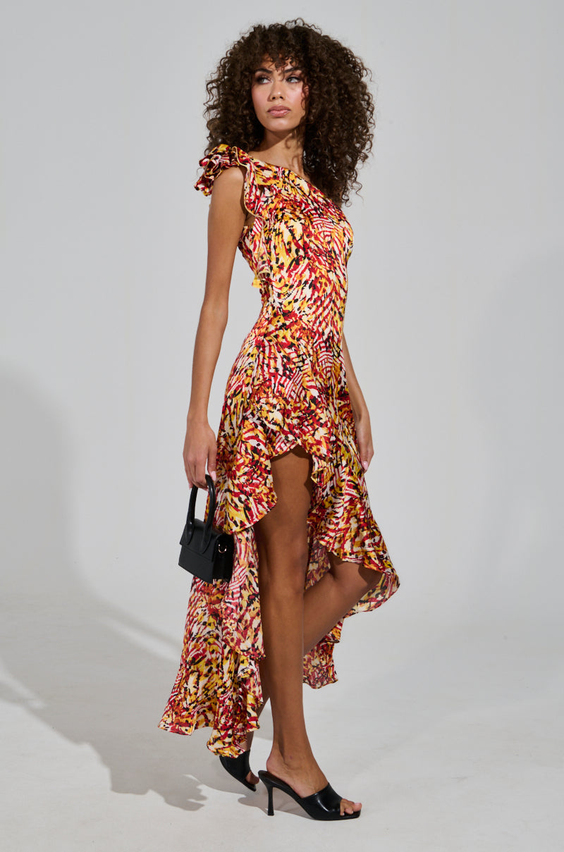 ZAMIRA PRINTED SATIN MAXI DRESS