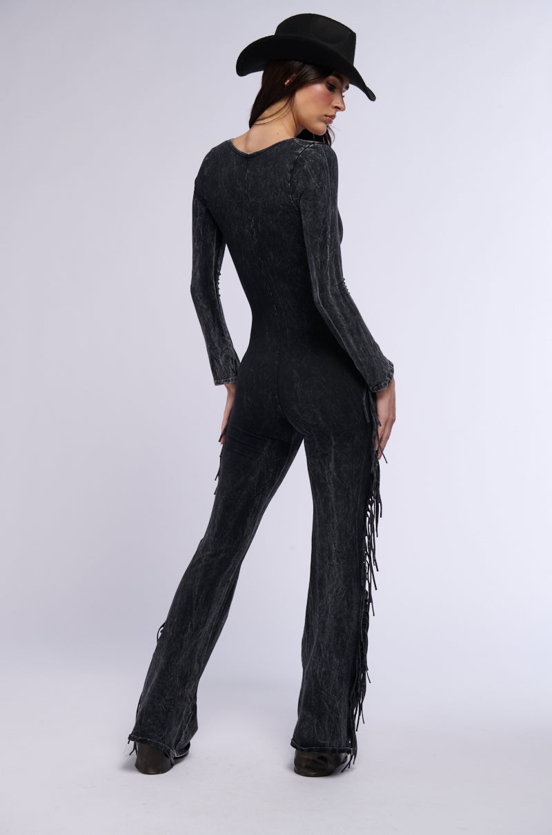 PARTY IN THE BACK FRINGE JUMPSUIT