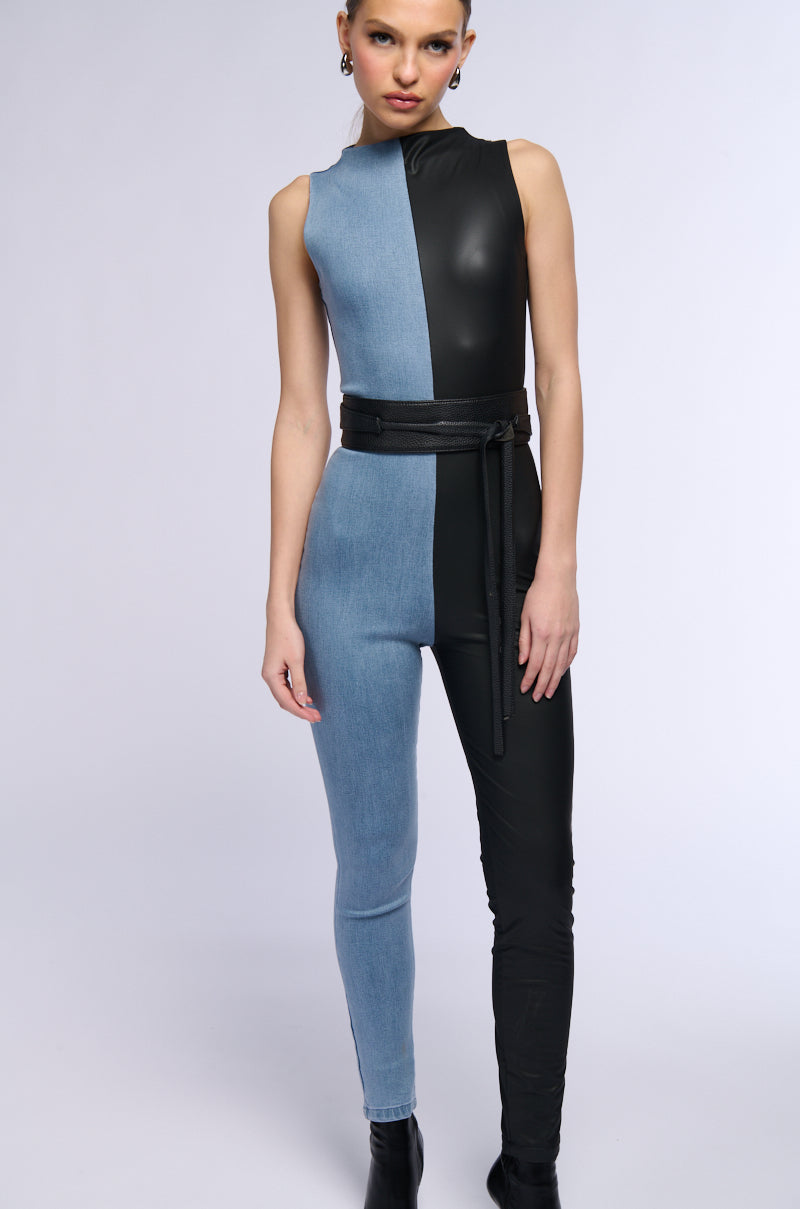 CONNIE STRETCHY TWO TONE JUMPSUIT