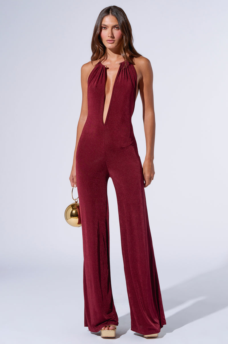 LIVING MY WAY BURGUNDY JUMPSUIT