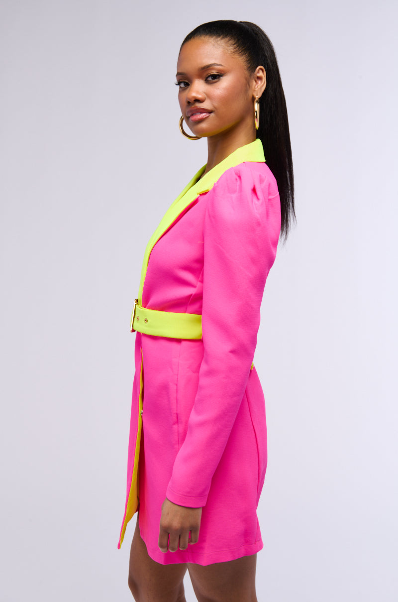 MAJOR THROWBACK NEON BLAZER DRESS