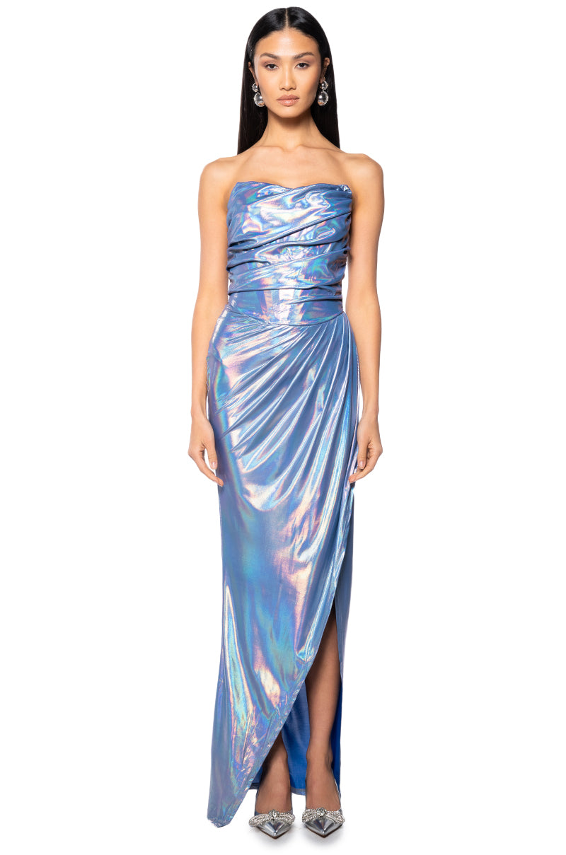 GODDESS HOUR METALLIC MAXI DRESS