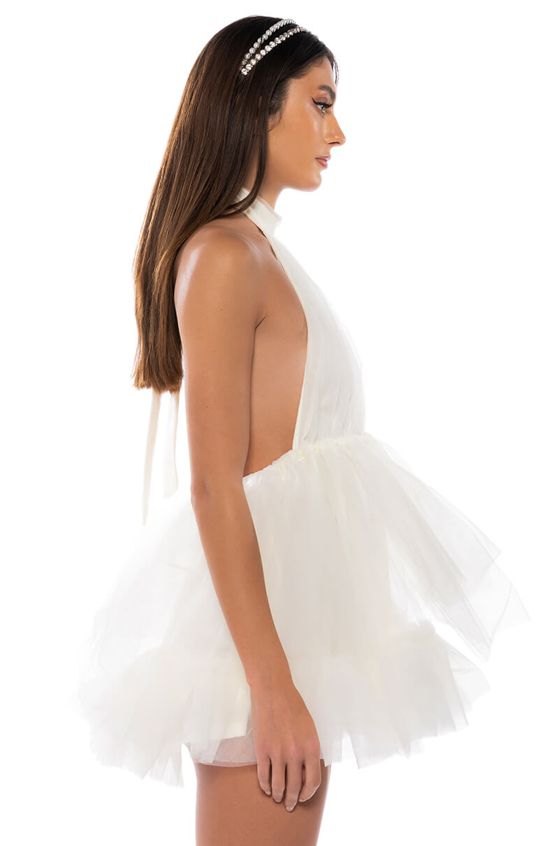 DARLING DIVA TULLE HALTER MINI DRESS