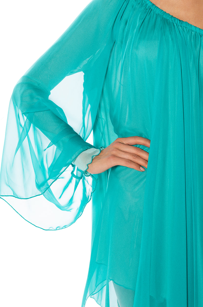 TERRA ONE SHOULDER FLOWY MIDI DRESS