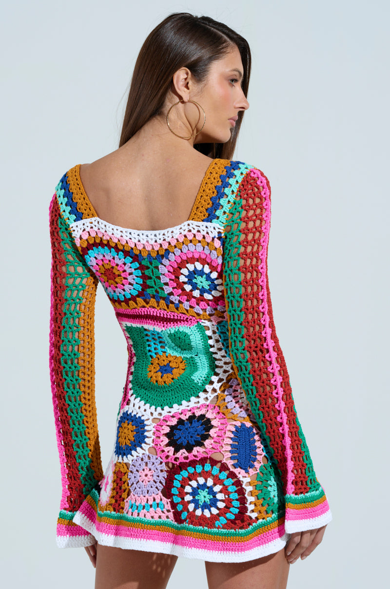 CROCHET ALL DAY COLORBLOCK MINI DRESS