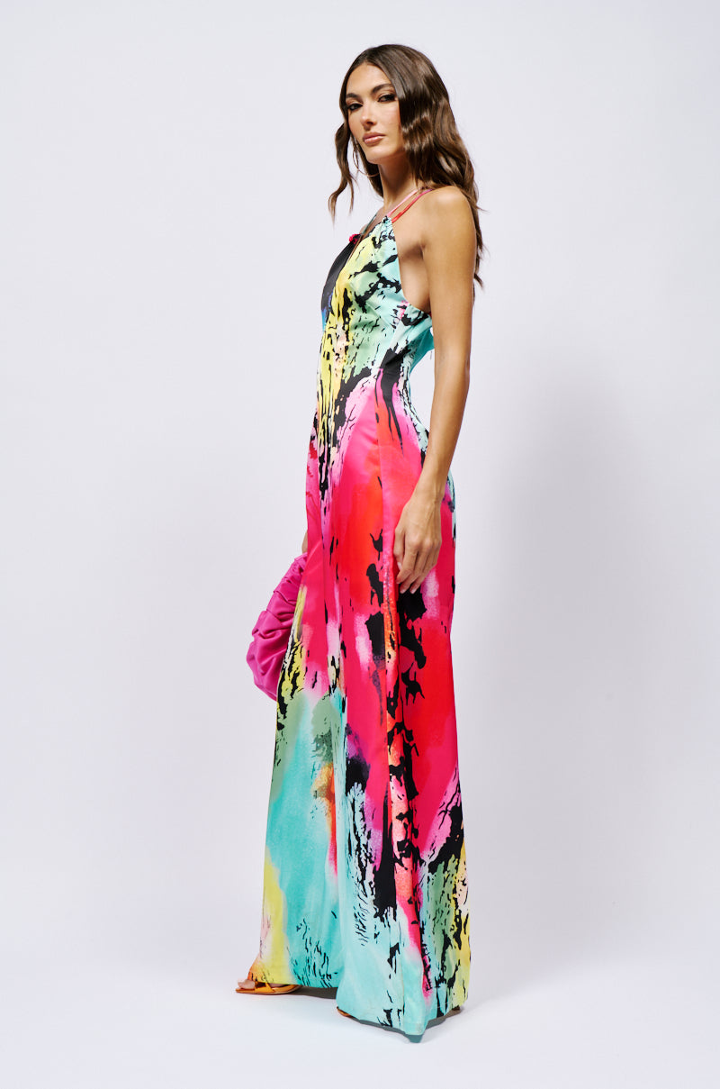 WILD CHILD SATIN PRINTED JUMPSUIT