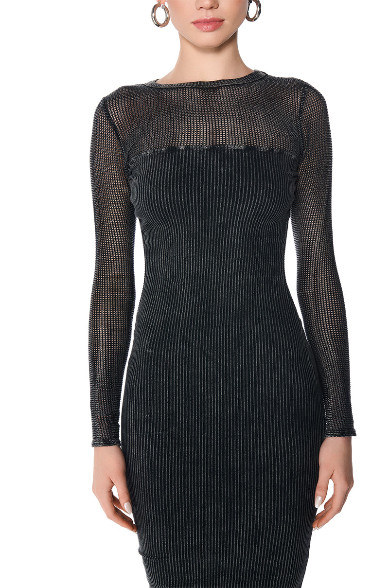 RENEE MESH KNIT MIDI DRESS