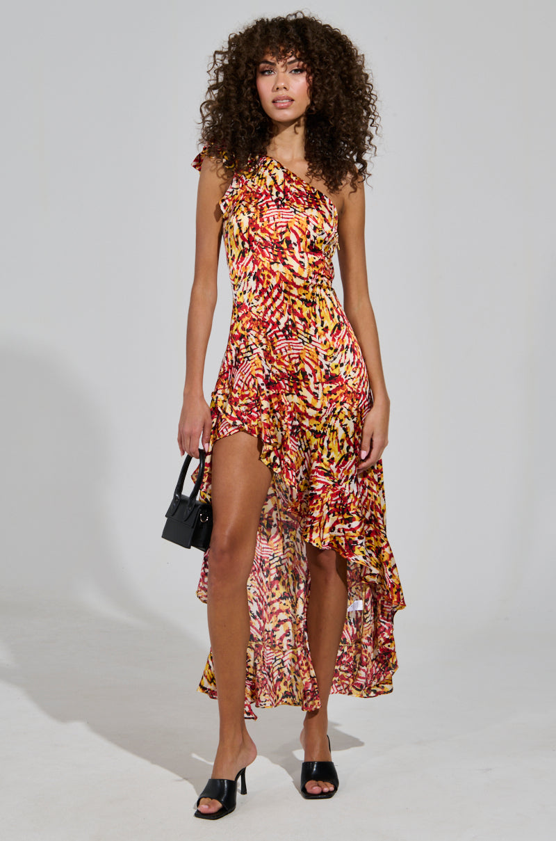 ZAMIRA PRINTED SATIN MAXI DRESS