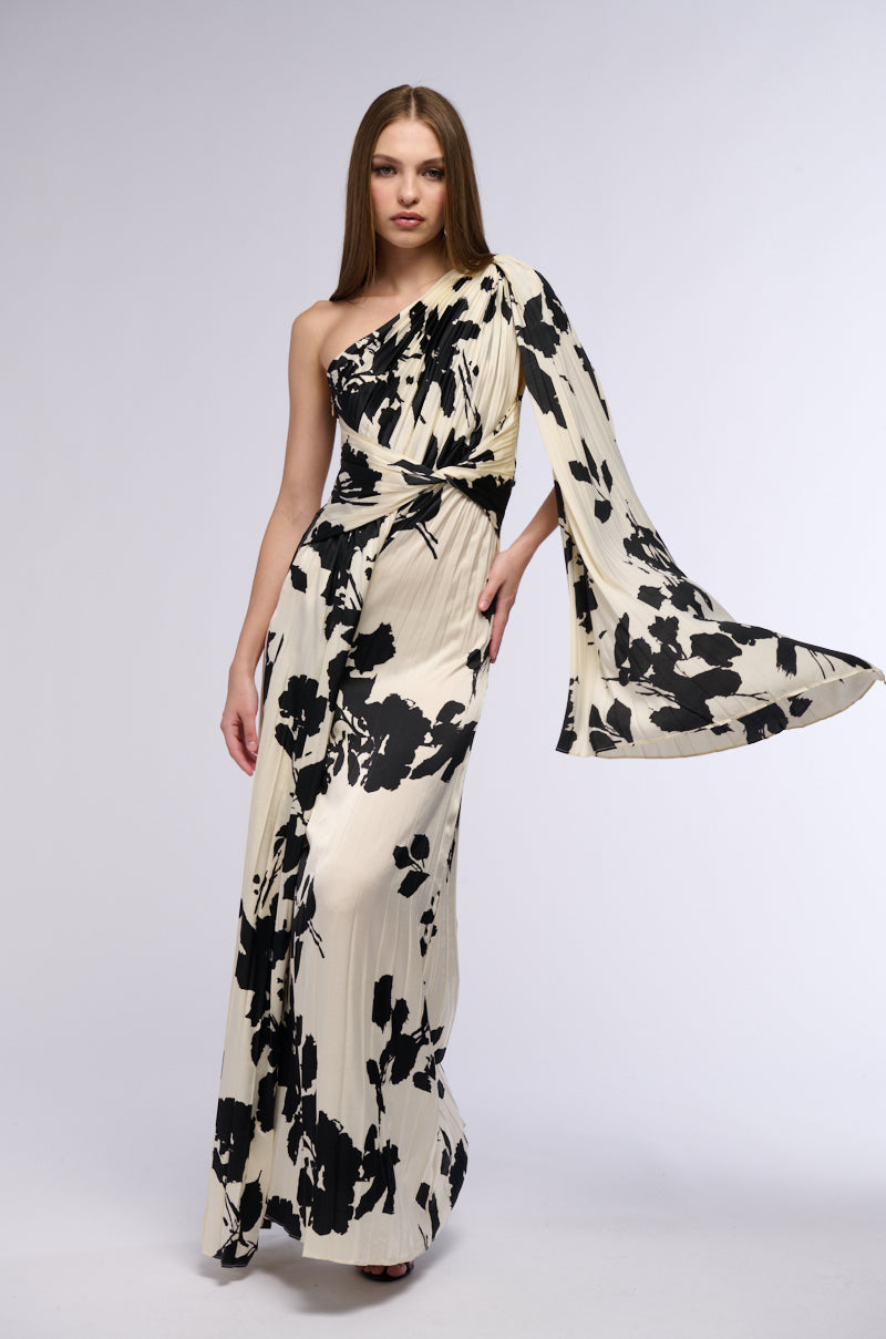 ISNT SHE LOVELY PRINTED SATIN PLEATED JUMPSUIT