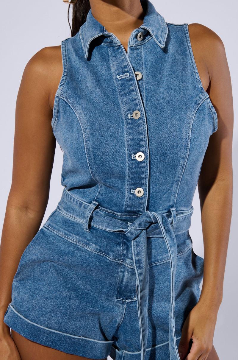 SAYLOR DENIM ROMPER