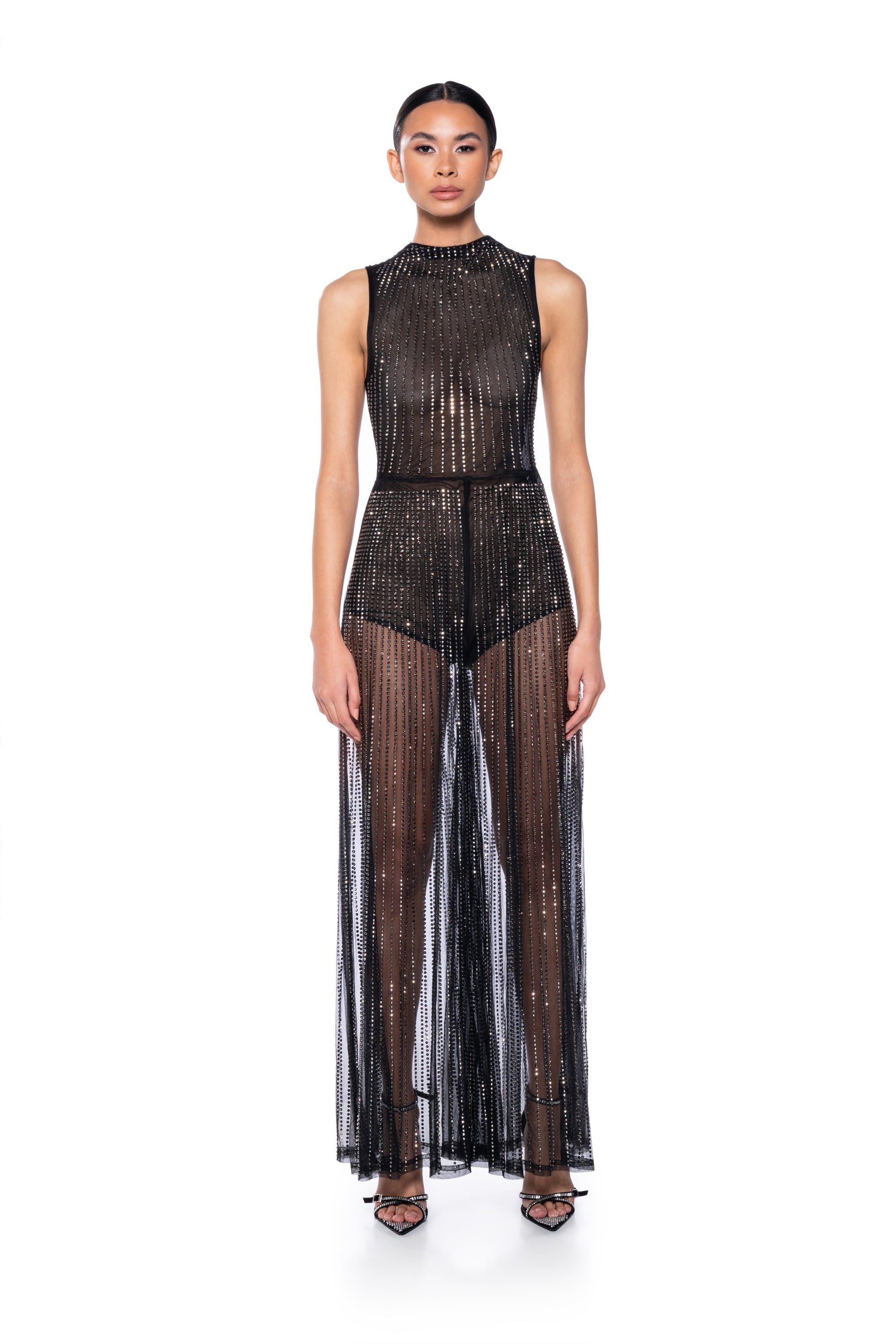 SHEER ME ROAR MESH JUMPSUIT IN BLACK