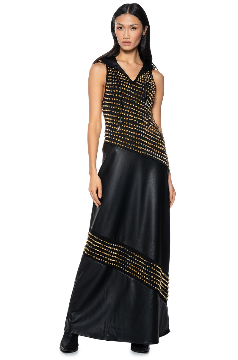 BONDI SPIKED HOODIE MAXI DRESS