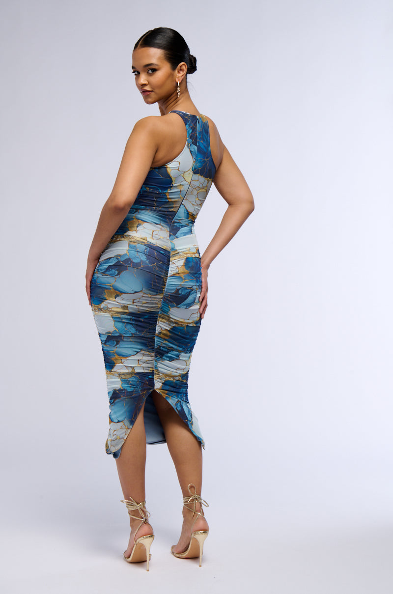 LORRAINE PRINTED MESH MIDI DRESS