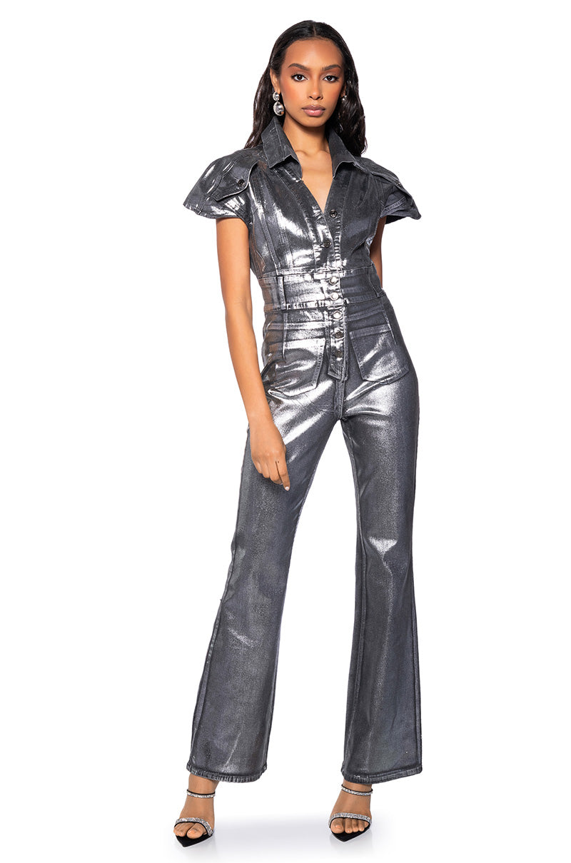 SHE'S ALL THAT METALLIC JUMPSUIT