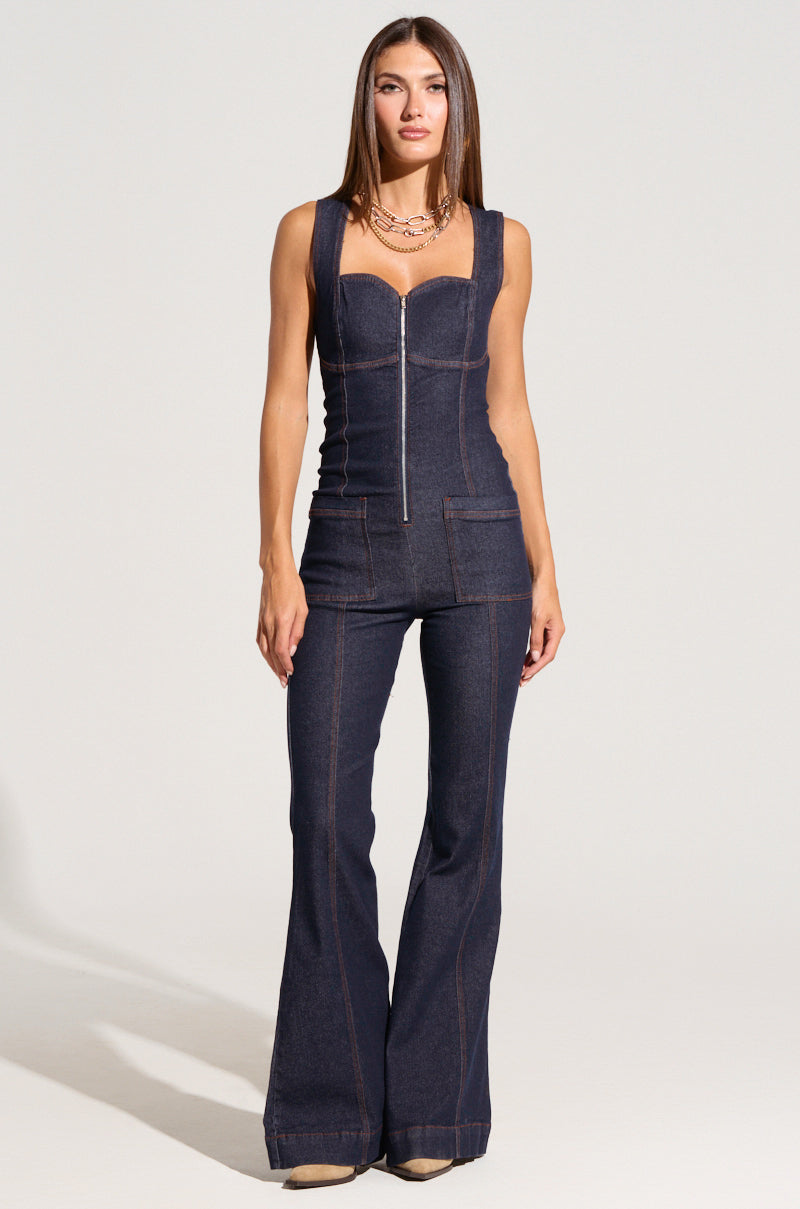 DON'T TEXT DENIM JUMPSUIT