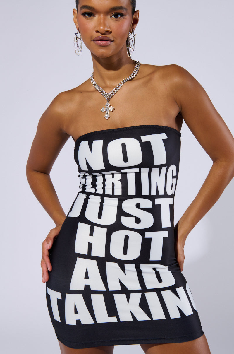 JUST HOT GRAPHIC MINI DRESS