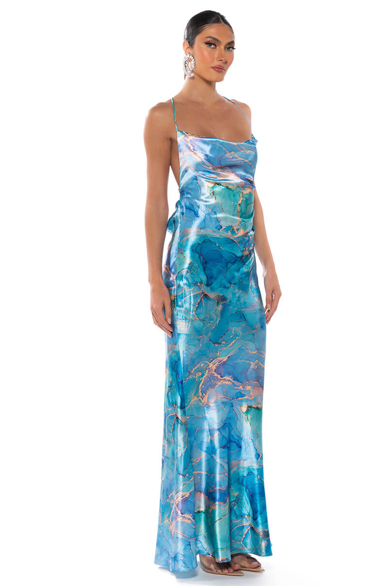 GOING UP SATIN MAXI DRESS