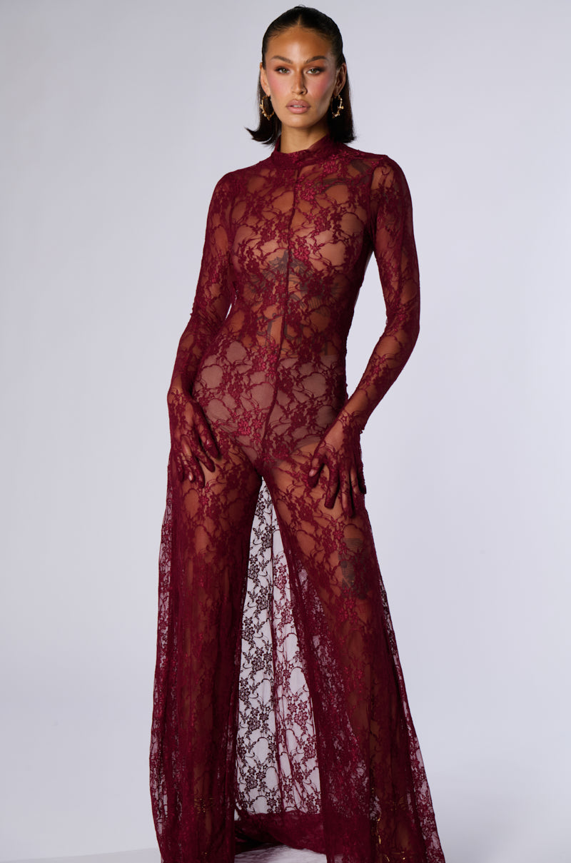 WORK THE ROOM LACE MAXI DRESS