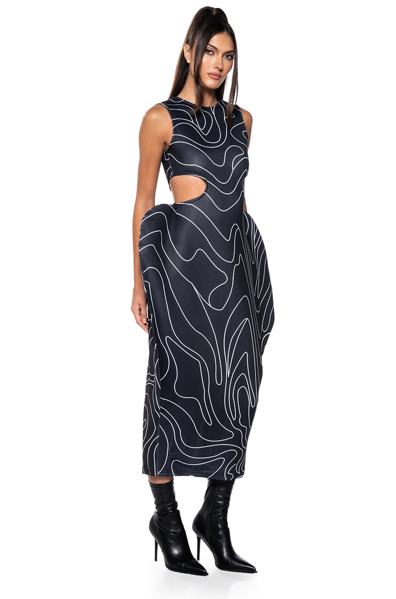 WAVY BABY STRAPLESS MIDI DRESS