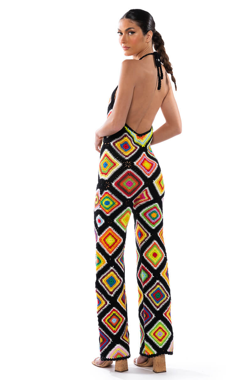 THE WAY YOU GROOVE CROCHET HALTER JUMPSUIT