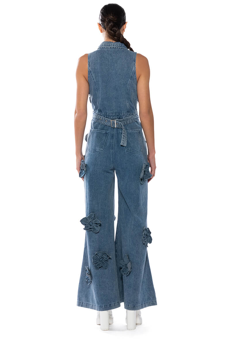 SHILOH FLORAL DENIM JUMPSUIT