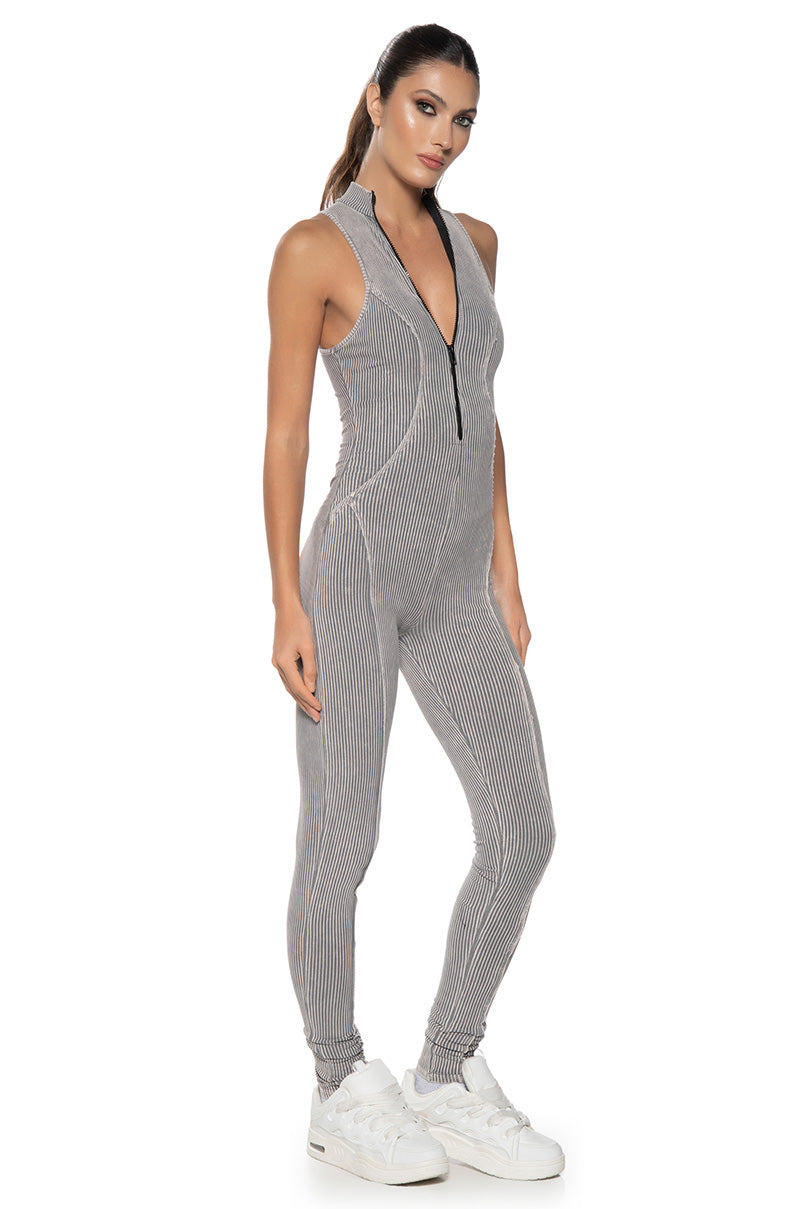 TATIANA ZIP FRONT FITTED JUMPSUIT
