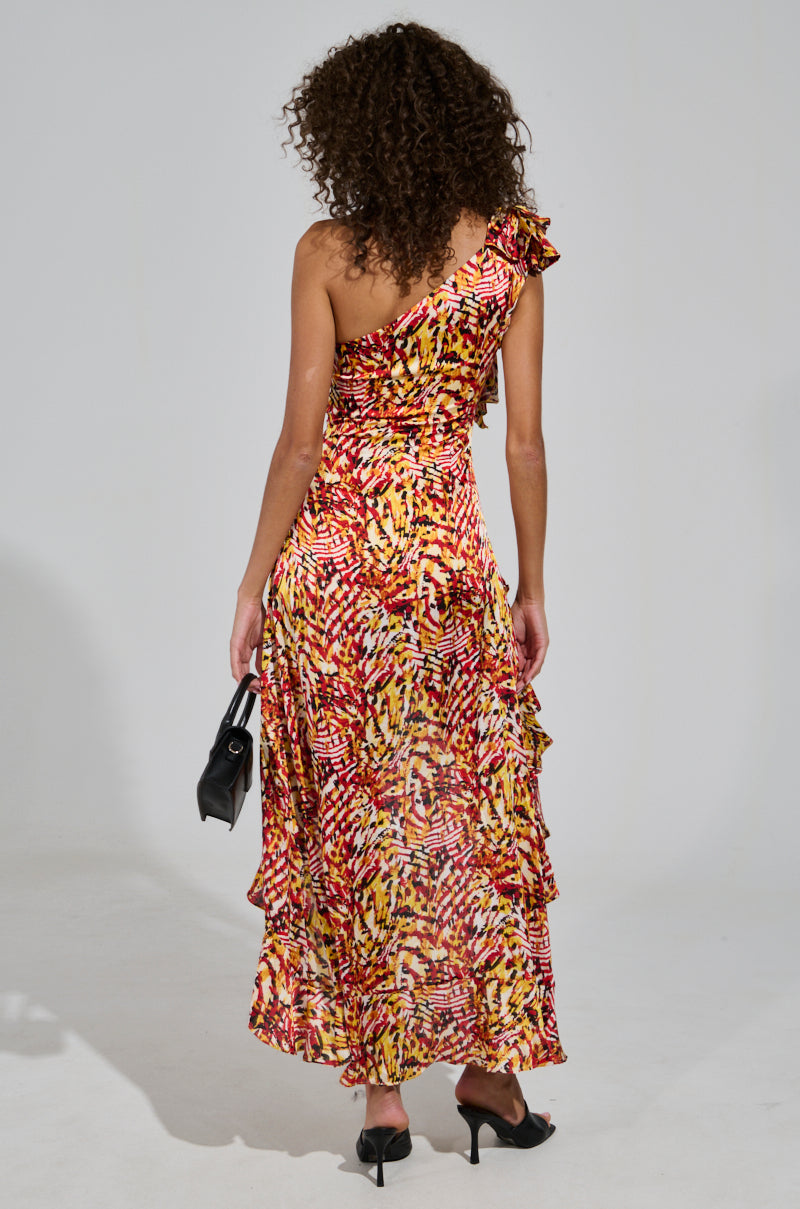 ZAMIRA PRINTED SATIN MAXI DRESS