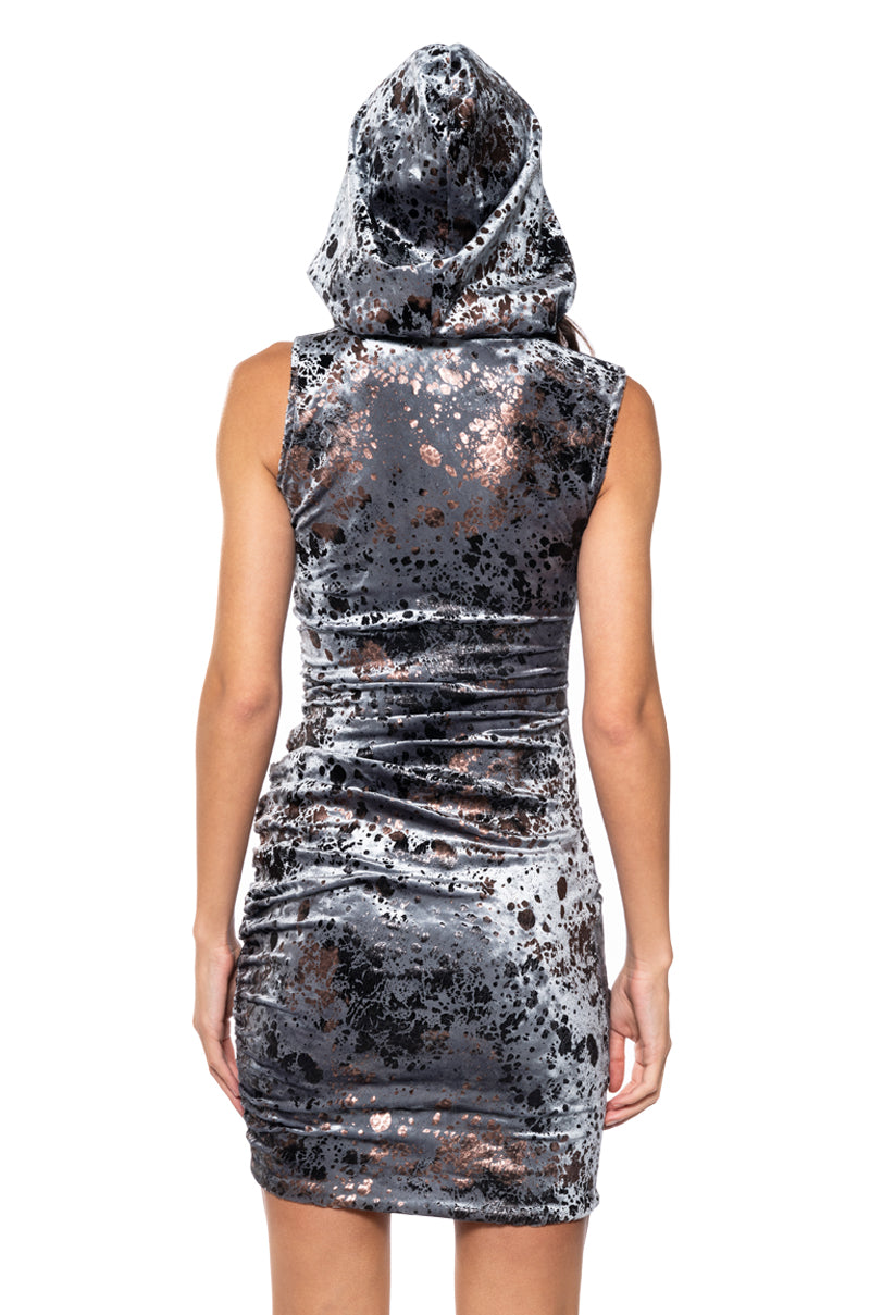 STAND OUT HOODED MINI DRESS