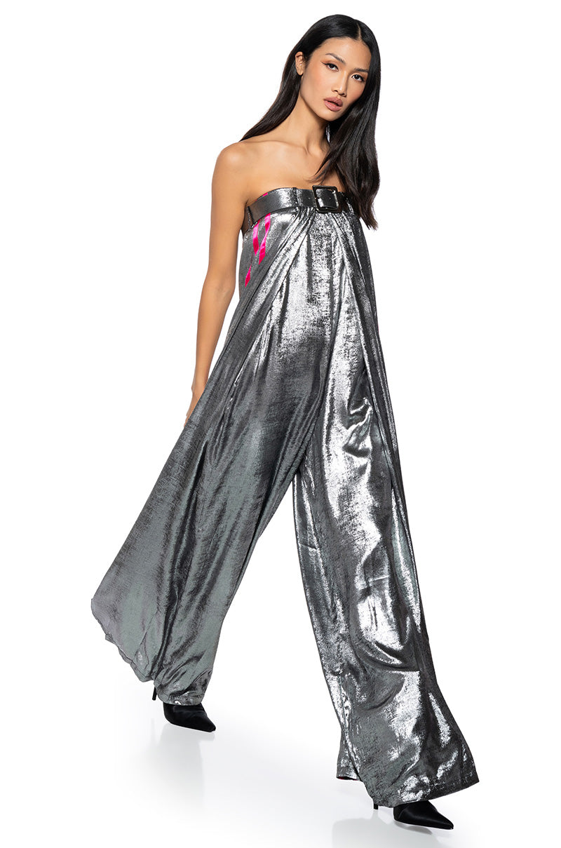 RUN THE SHOW METALLIC JUMPSUIT