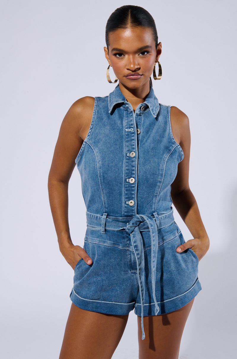 SAYLOR DENIM ROMPER