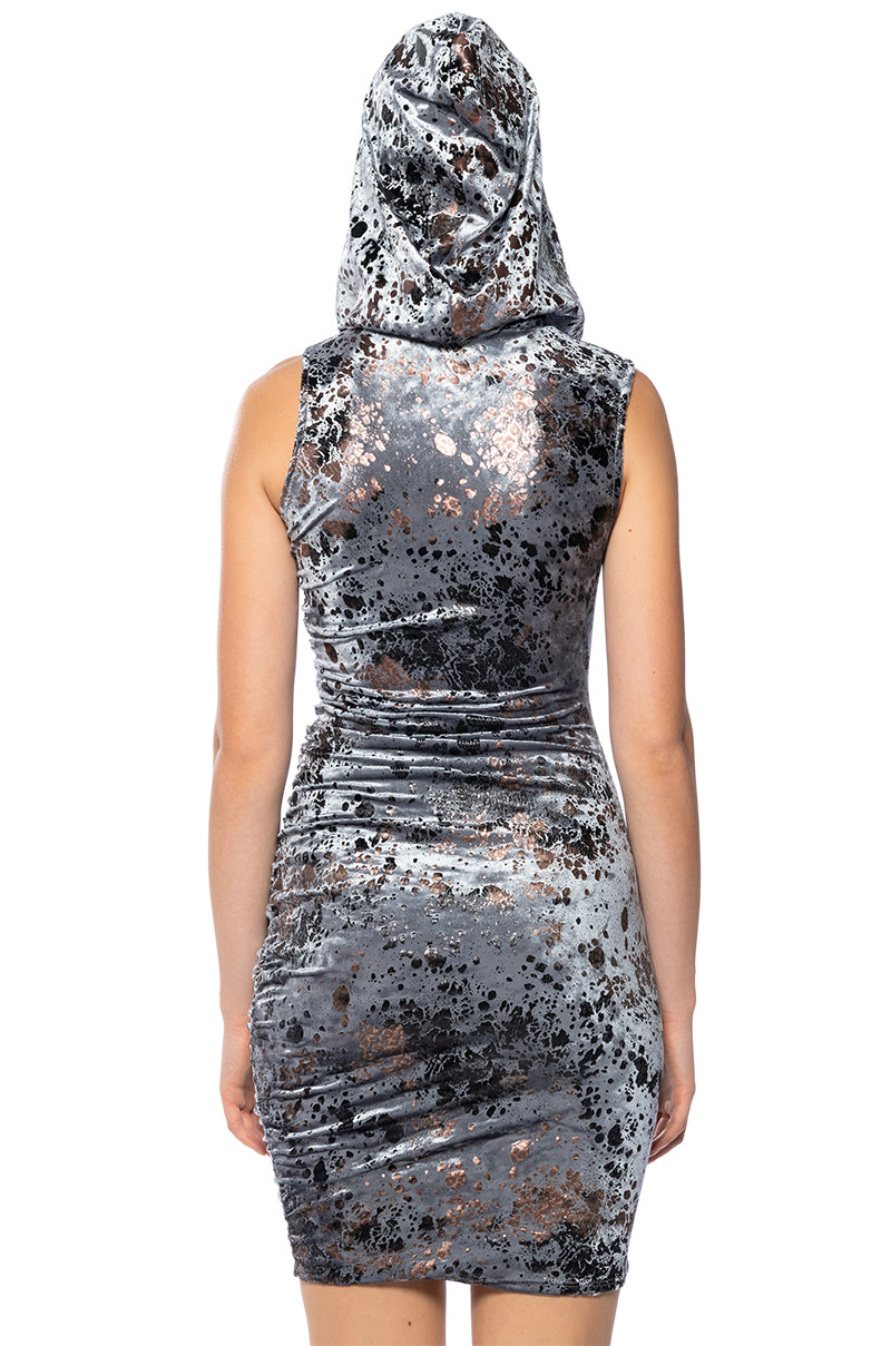 STAND OUT HOODED MINI DRESS