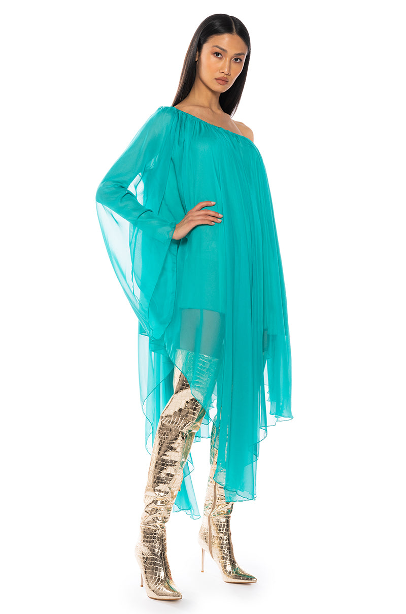 TERRA ONE SHOULDER FLOWY MIDI DRESS