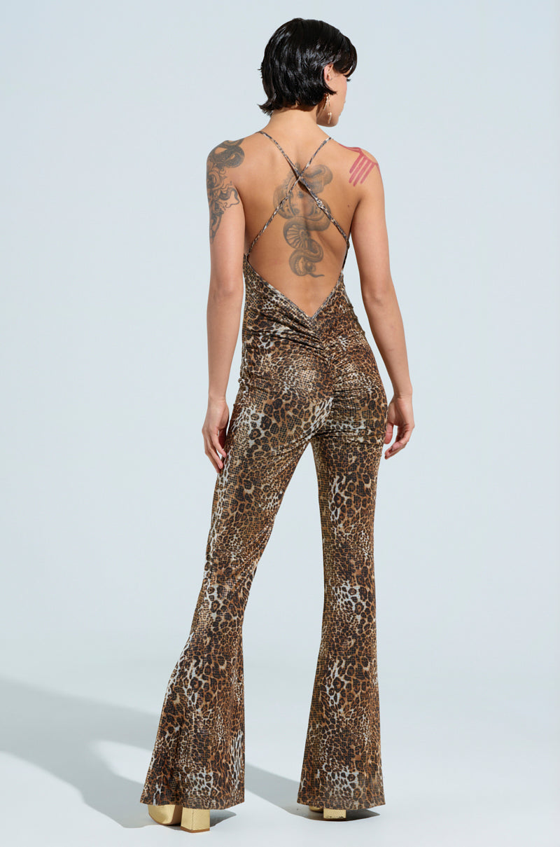 FEELIN FINE LEOPARD PRINT JUMPSUIT