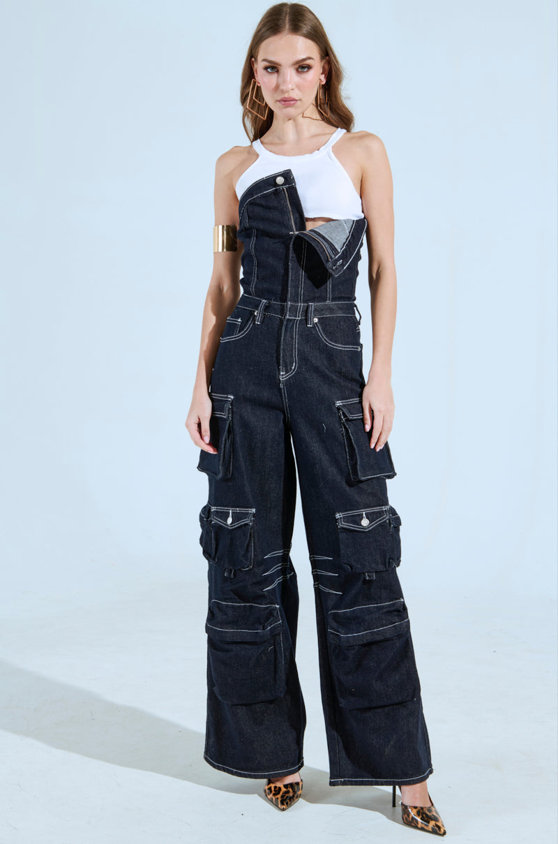 CAUGHT YOUR EYE DENIM JUMPSUIT