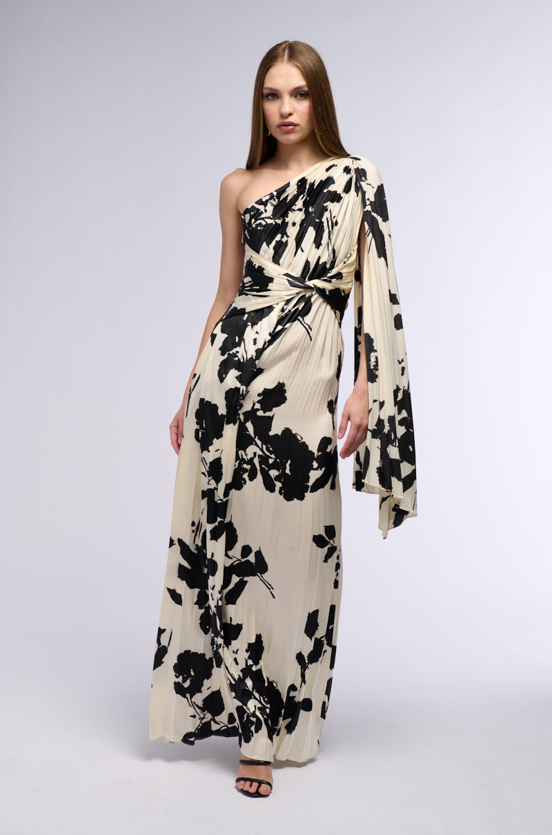 ISNT SHE LOVELY PRINTED SATIN PLEATED JUMPSUIT