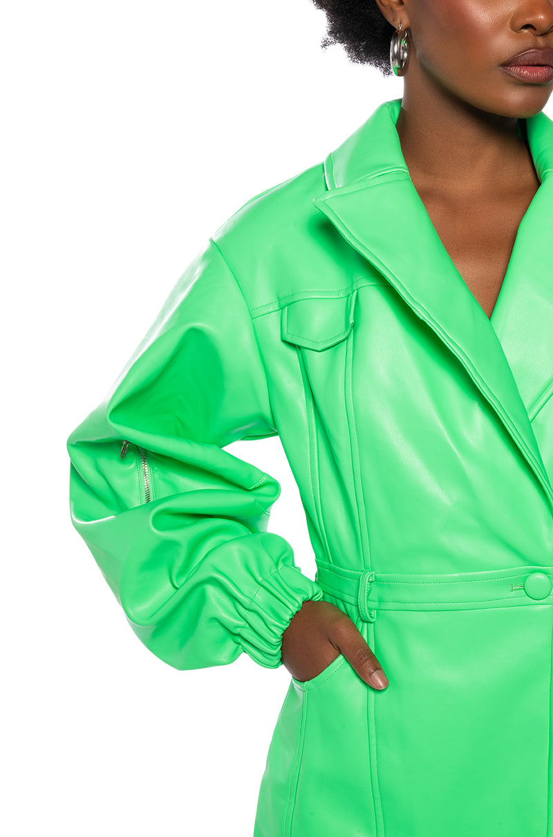SHE'S SOPHISTICATED PU BLAZER DRESS