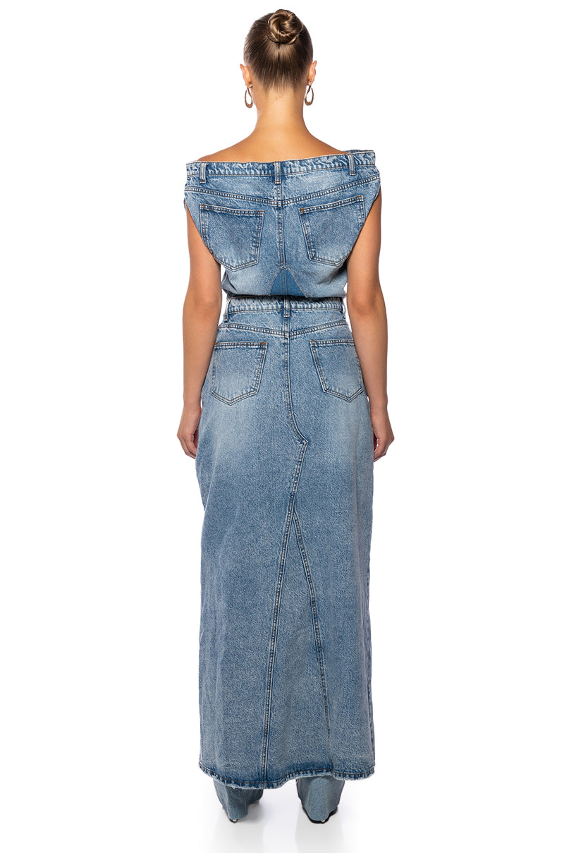 RULE THE WORLD DENIM MAXI DRESS