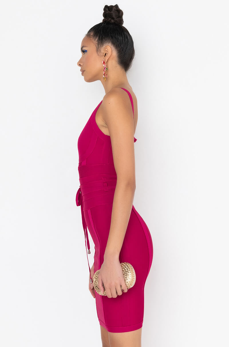 LEADING THE WAY BANDAGE MINI DRESS PINK