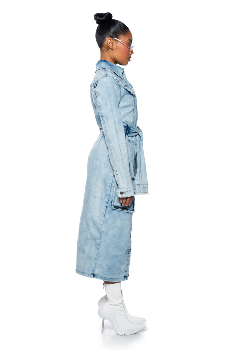 STARTING NEW DENIM MIDI DRESS