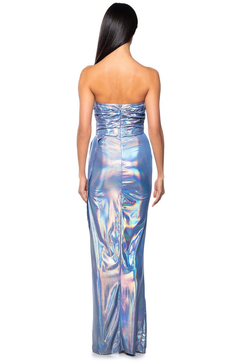 GODDESS HOUR METALLIC MAXI DRESS