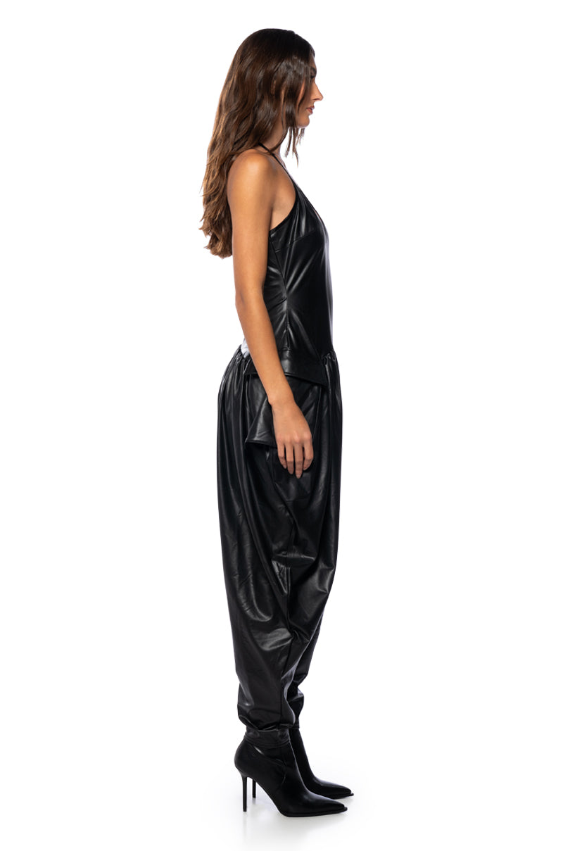 THALIA RELAXED FIT HALTER NECK JUMPSUIT