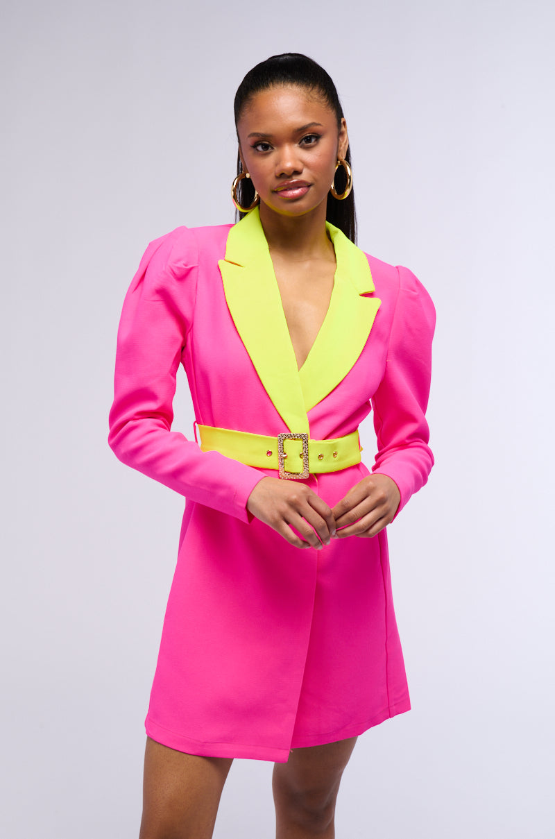 MAJOR THROWBACK NEON BLAZER DRESS