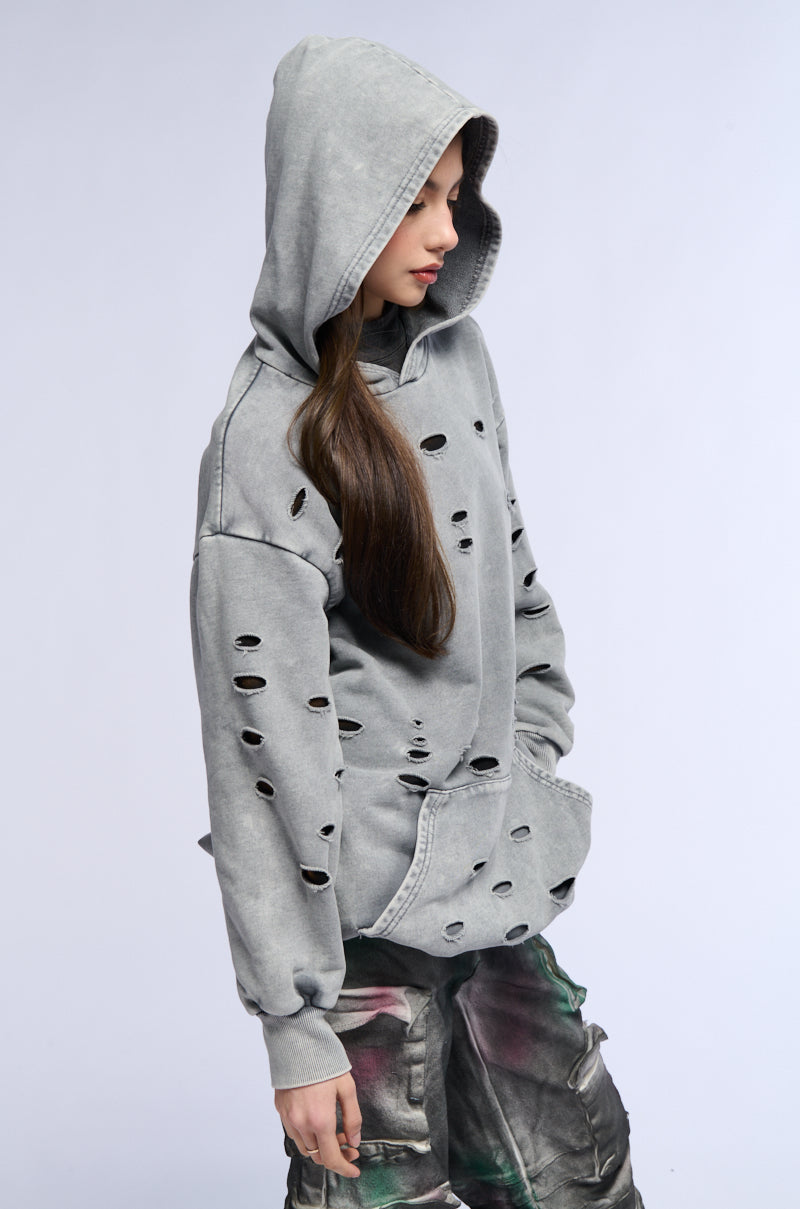 HOLY MOLY DISTRESSED SWEATSHIRT DRESS